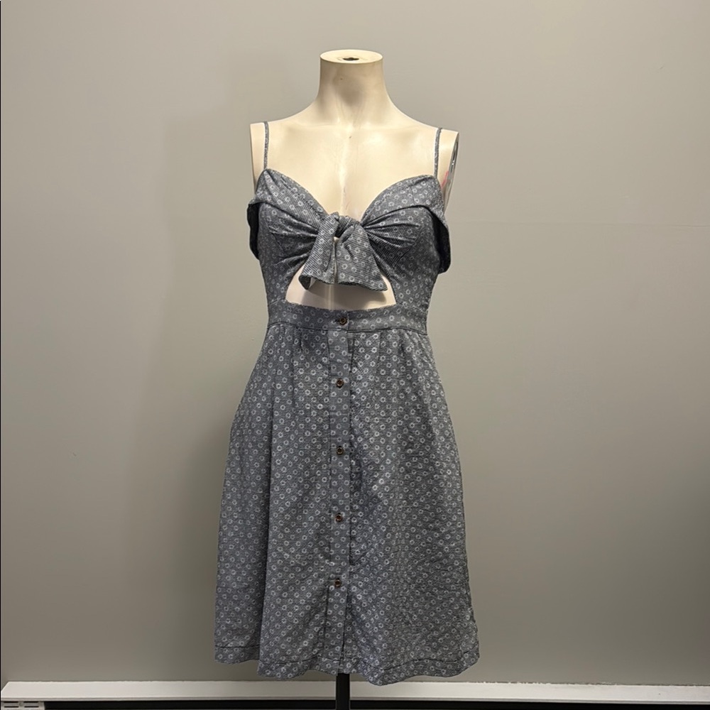 Gray Patterned Cutout Dress